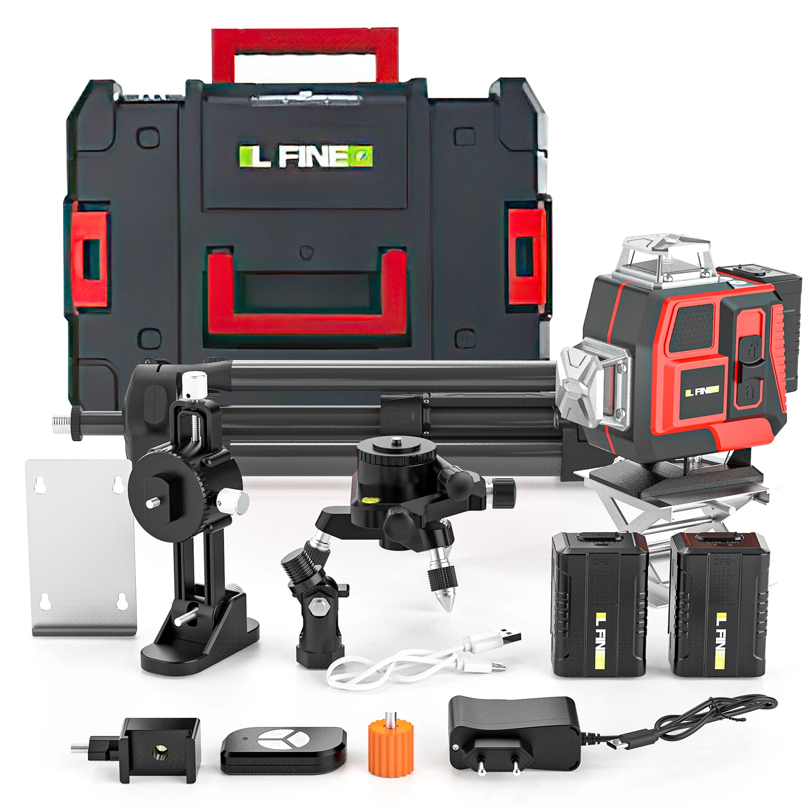 16 Linien 4D Professionelles Laser-Nivelliergerät Grüne Linie Selbstnivellierend 360° Horizontal & Vertikal Leistungsstarkes Laser-Nivelliergerät Bauwerkzeuge