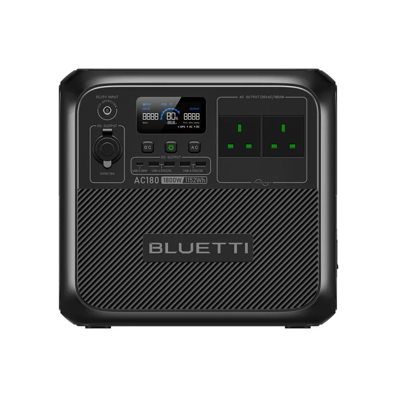 【UK Plug】BLUETTI Portable Power Station AC180,1152Wh LiFePO4 Battery Backup,800W AC Outlets,For Camping, Off-grid, Power Outage