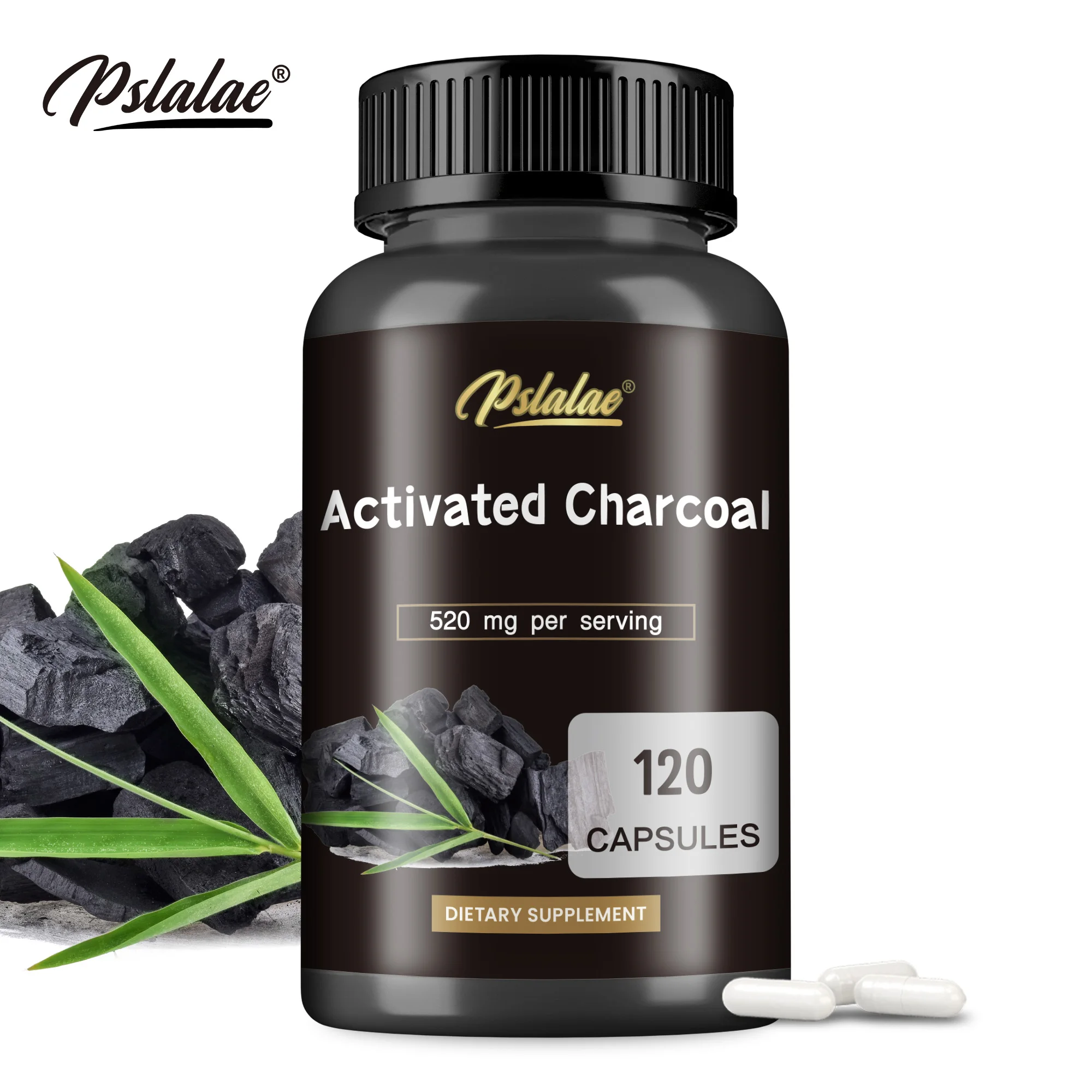 Activated Charcoal Capsules - Intestinal Cleansing, Promotes Digestion, Relieve Bloating - 120 Capsules