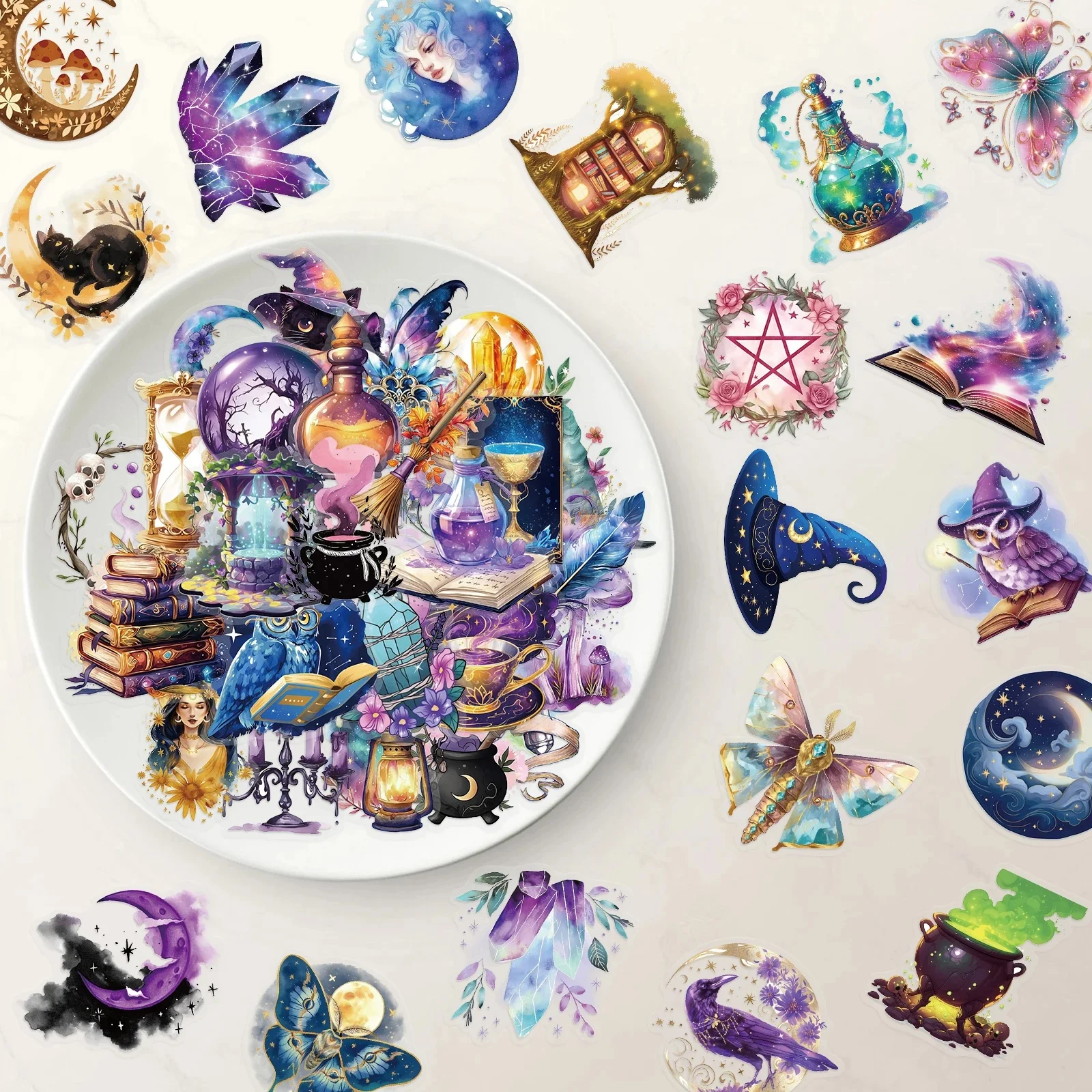 50 szt. Naklejki Magic Planet Magic Elements Wykwintne materiały podręczne Etui na telefony Laptopy Walizki Przezroczyste Wodoodporne — zdjęcie 2