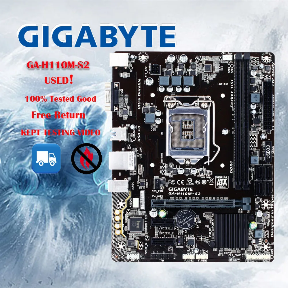 

Used GIGABYTE GA-H110M-S2 Motherboard H110 LGA 1151 i3 i5 i7 DDR4 32G