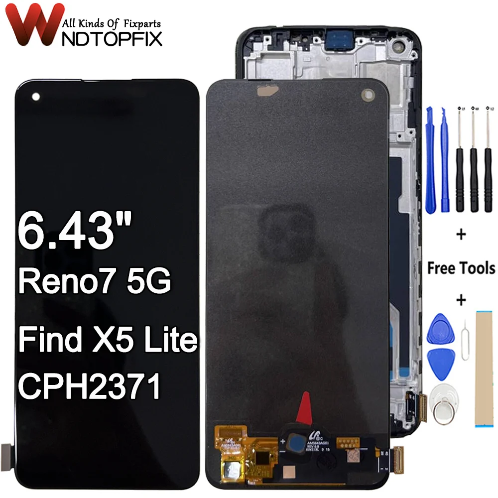 

OLED 6.43" For Oppo Reno7 5G LCD CPH2371 Display Touch Screen Replacement Digitizer Assembly For Oppo Find X5 Lite LCD Screen