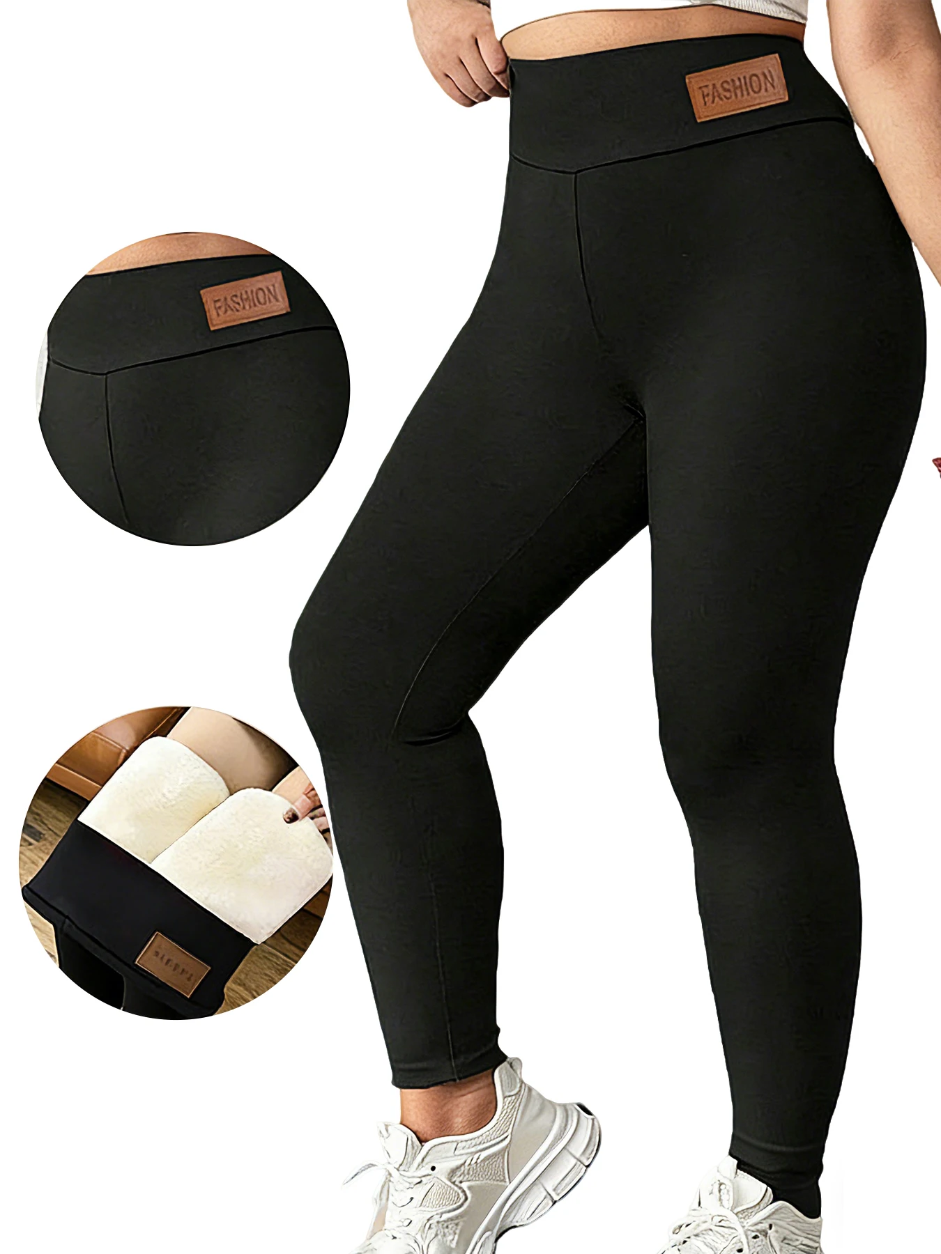 

Hot Sale 1-Pack Black Fleece-Lined High-Waist Women's Sports Pants Warm Stretch Joggers with Pockets for Winter Gym Casual Wear