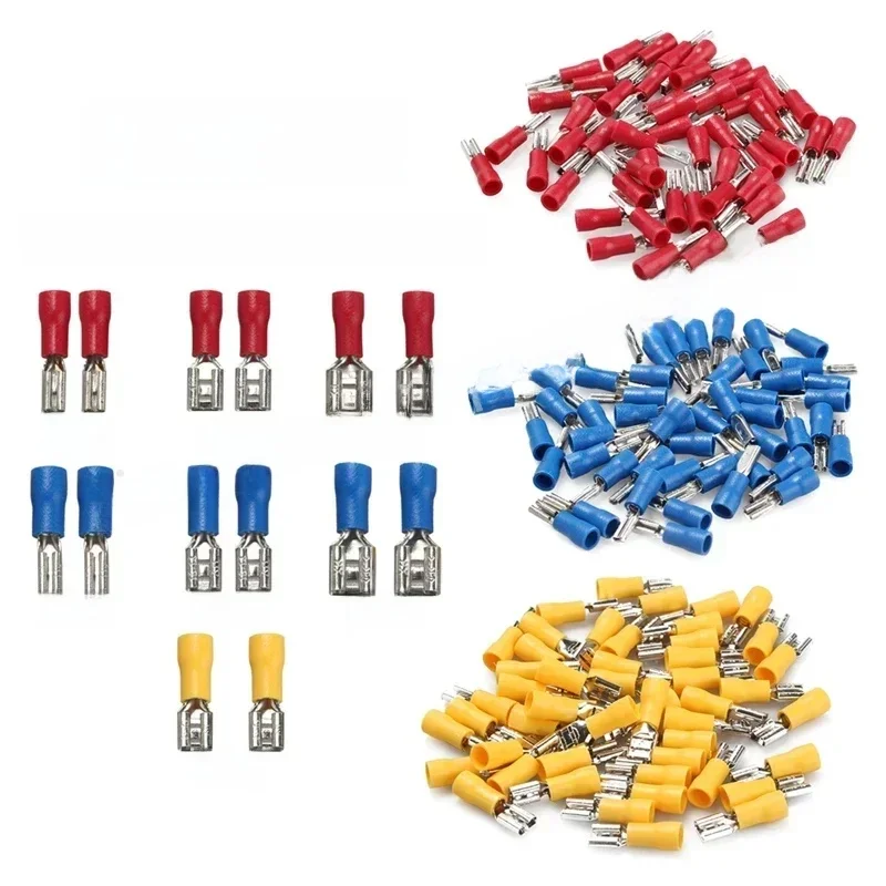 100/50/10 sztuk 2.8mm 4.8mm 6.3mm izolowana uszczelka złącze przewodu widełkowego żeńskie końcówki zaciskane elektryczne złącza zaciskane — zdjęcie 2