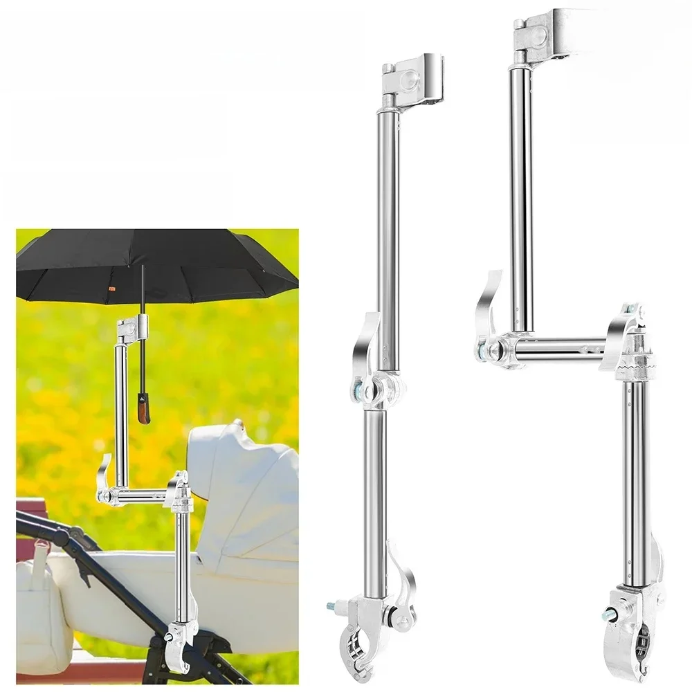AliExpress NONE Stroller Umbrella Mount Holder Stainless Steel Adjustable Golf Umbrella Clamp 2/3Fold 360° Rotation Bicycle Sunshade Fixing Clip