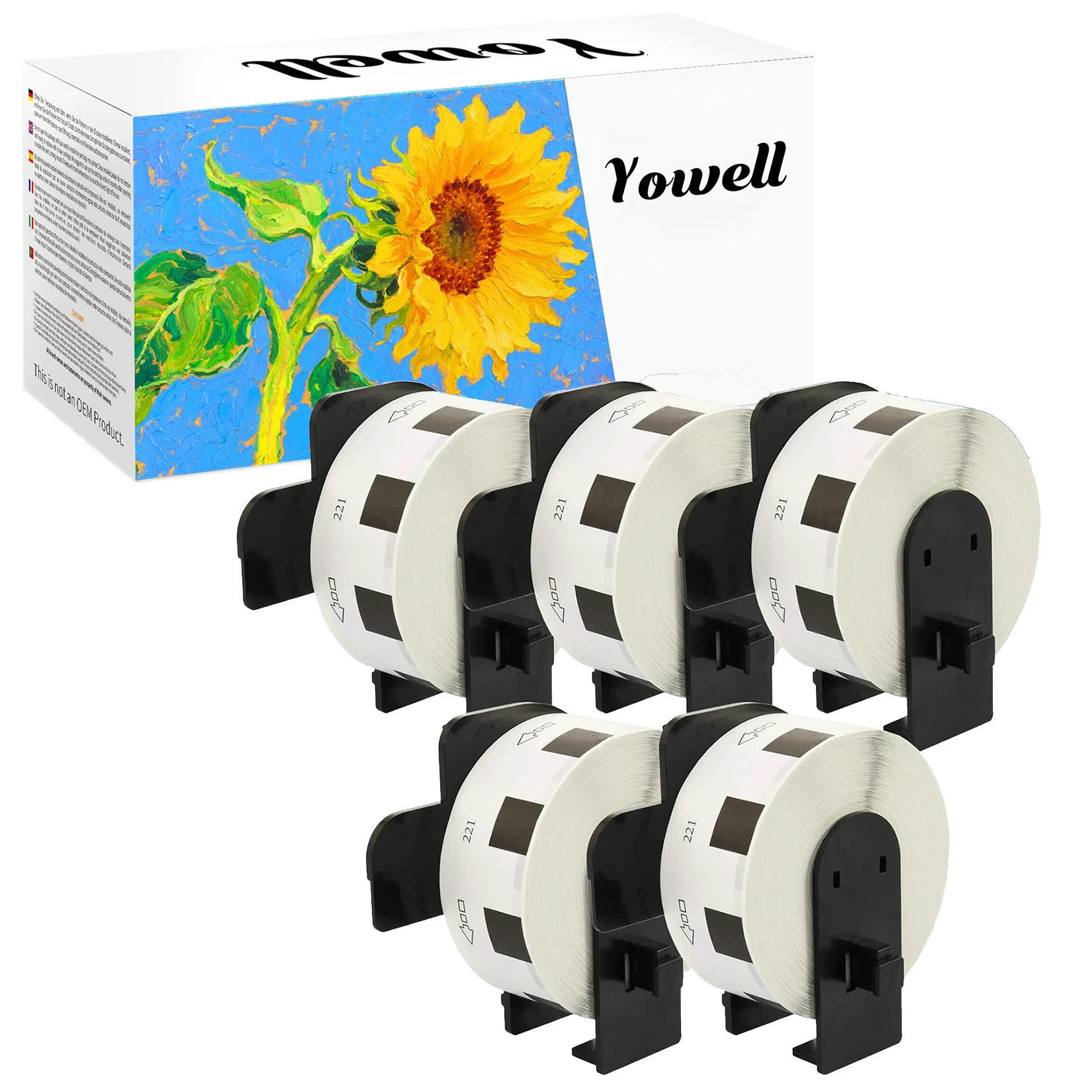 Yowell 5 X DK-11221 (23*23mm, 1000 Etiketten) Kompatible Etiketten, kompatibel mit Brother QL-500, QL-550, QL-570, QL-580N, QL-650TD – Detail 1