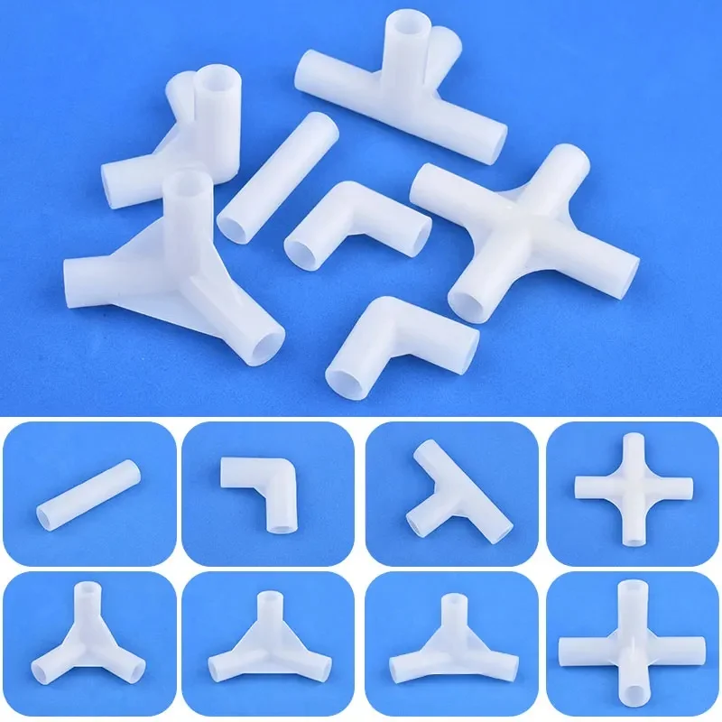 Connecteur de tuyau blanc de 8mm, Joint droit en T coudé 60 90 120 135 degrés, Joint en T stéréoscopique, raccords fixes pour tente de bricolage, 5/10/20 pièces