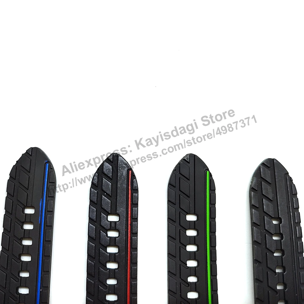 24mm Black Rubber Tire Pattern Watch Band / Strap Compatible Graham Silverstone