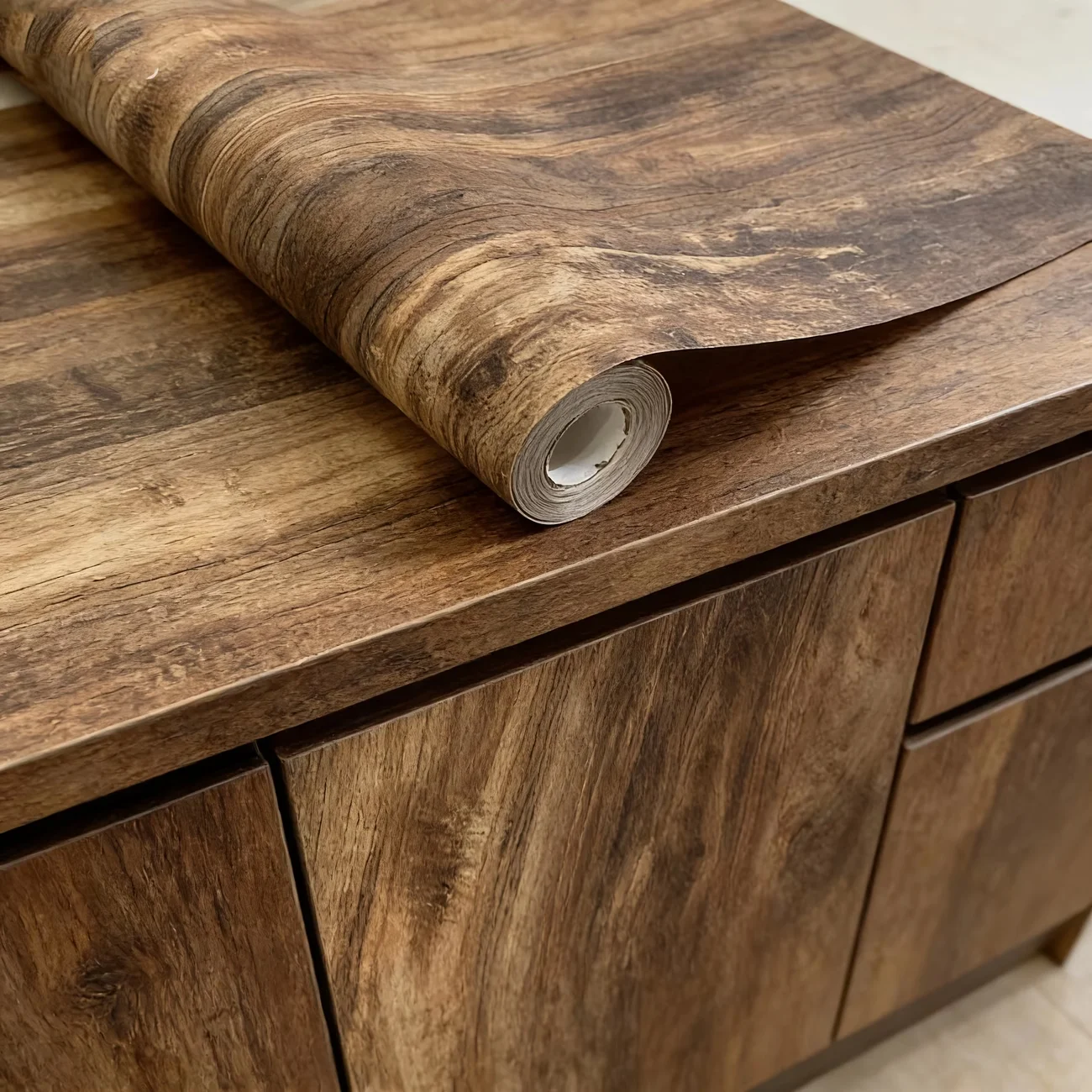 Peel-And-Stick Thickened Vintage Wood-Grain Wallpaper Suitable For Countertops Furniture And Living Room Or Bedroom Decor.