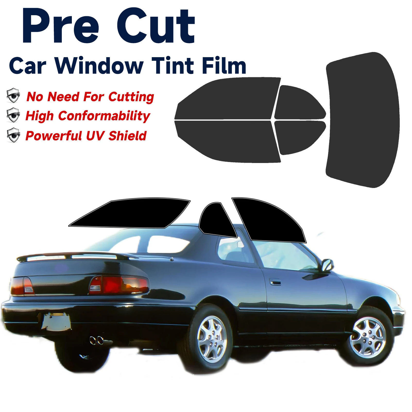 

PreCut Window Tint Car For Toyota Camry Coupe 1992-1996 All Sides Sun UV-IR Blocking Heat&Glare 2Ply Window Protector Film Shade