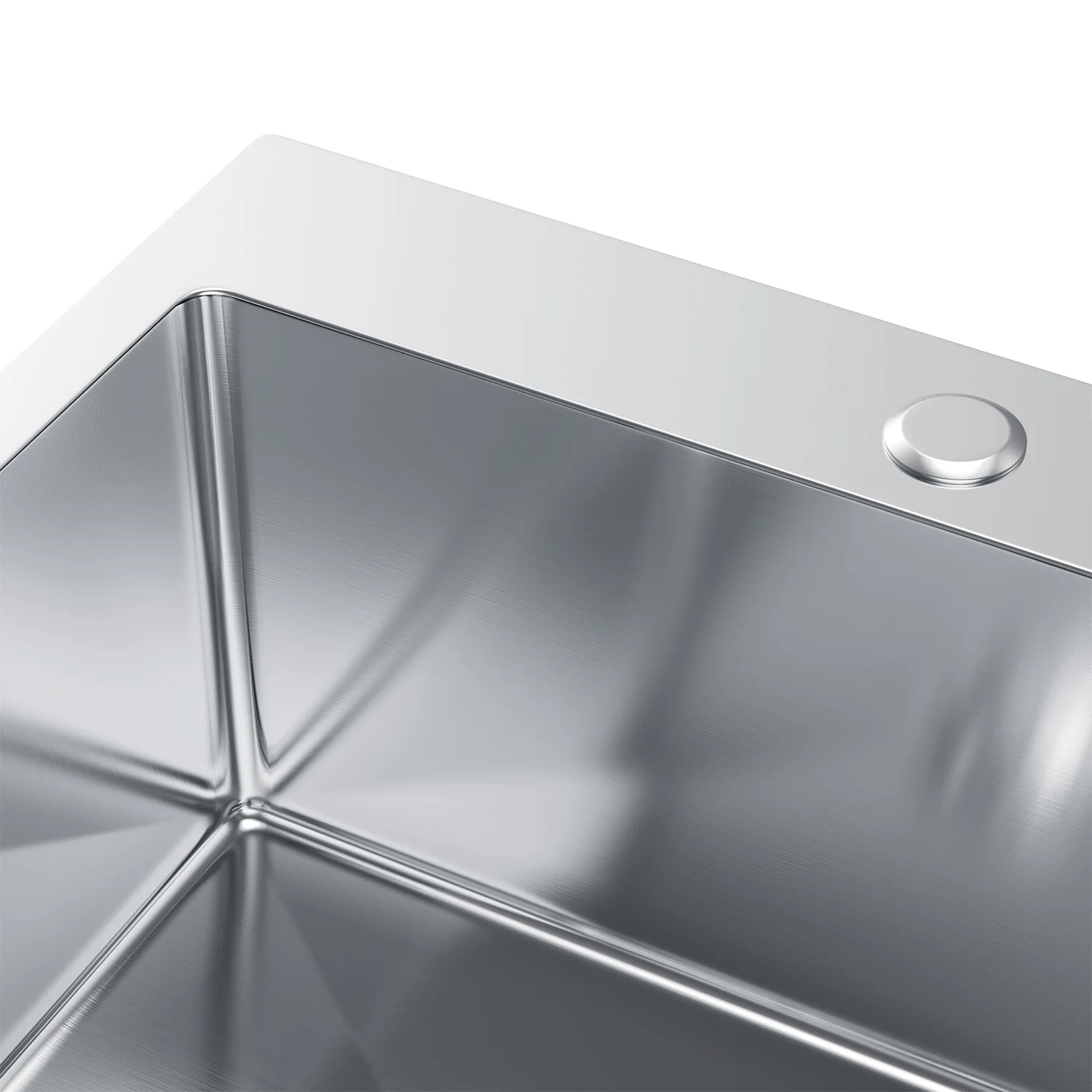 حوض مطبخ ستانلس ستيل 48 × 45 سم وعاء واحد مع فتحة صنبور، طقم تجاوز وصرف، حامل علوي، سهل التركيب، سهل التركيب