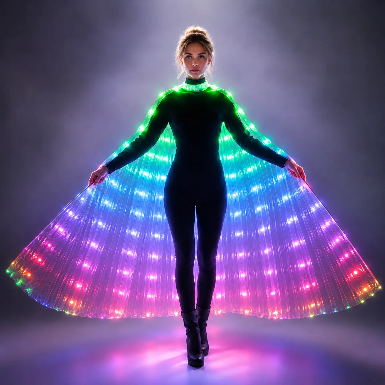LED Wings Sticks Belly Dance Wing Stage Performance Girls Multi Colors Wings Led Butterfly Light Up 360 Degrees