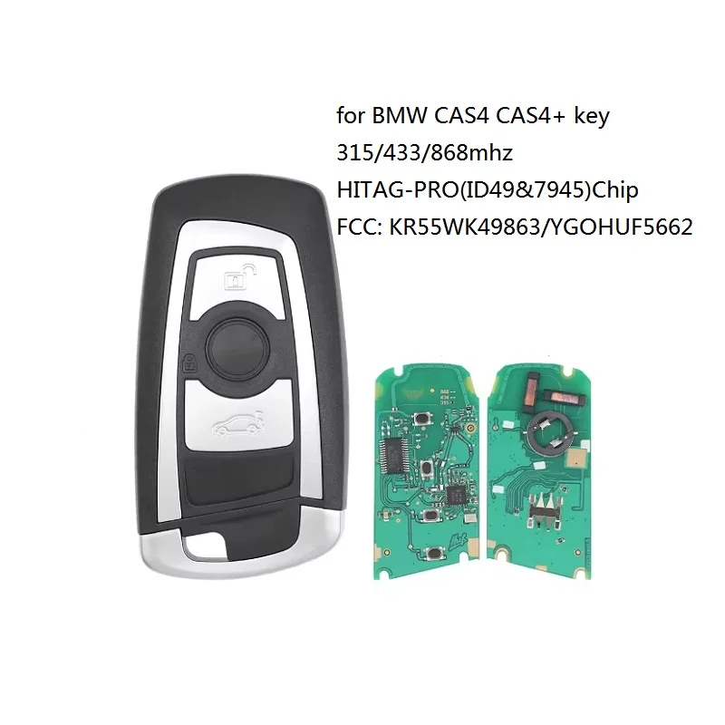 

Для BMW 3/4 кнопки CAS4 CAS4 + система 1 3 4 5 6 7 серии 868/315/433 МГц автомобильный пульт дистанционного управления без ключа KR55WK49863 ID49 и 7945 чип