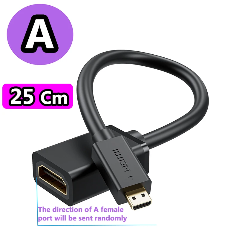 4K Micro HDMI to HDMI Cable Adapter Straight or 90 Degree Angled HDMI to Micro HDMI Adapter Cable 4K 60Hz HDMI 2.0 Micro HDMI view 3