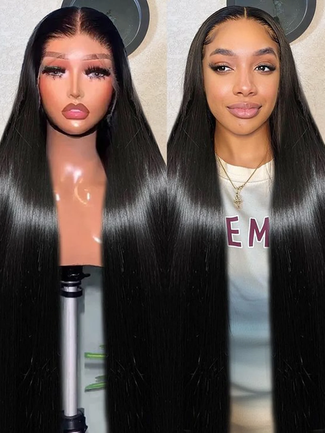 13x6レースフロントウィッグ人毛プレプラッキング済み200密度ストレートHD透明レースフロントウィッグ女性用100%本物の人毛