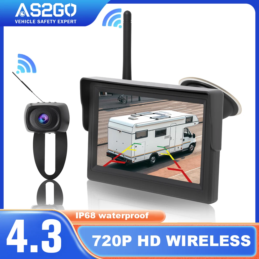 

Беспроводная резервная камера для автодома HD 720P 4,3-дюймовая система монитора IP68 Водонепроницаемая камера заднего вида ночного видения для грузовика, прицепа, кемпера