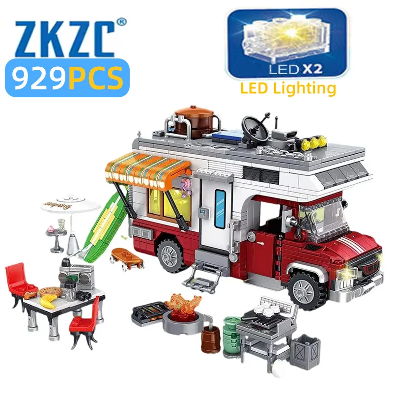 

927PCS Technical Camper-Van Building Blocks Building Brick LED Lighting Set for Teenagers and Adults Christmas/Birthdays Gifts