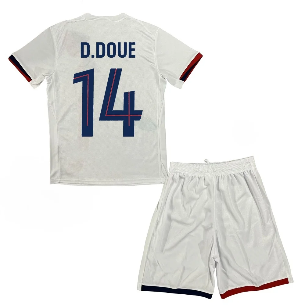 25-26 ملابس رياضية جديدة للرجال/الأطفال لكرة القدم PSG # 14 تي شيرت D.Doue Jerseys Fashion Sports باللون الأبيض #1
