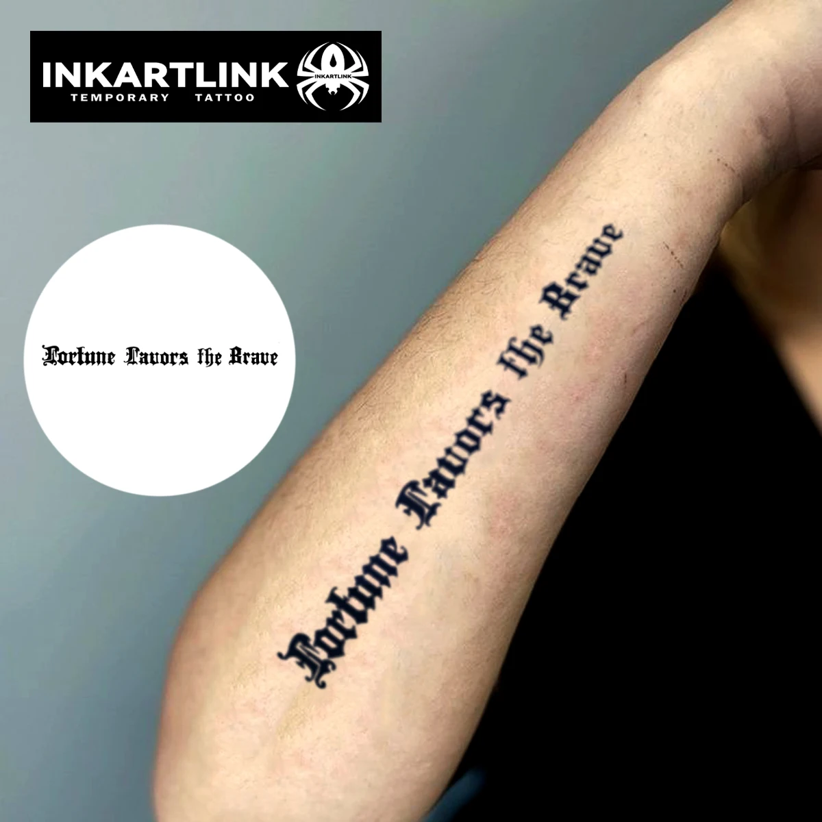 Fortune Favors The Brave Temporary Tattoo,Lasts To 15 Days New Technology Magic Waterproof Semi Permanent Sticker