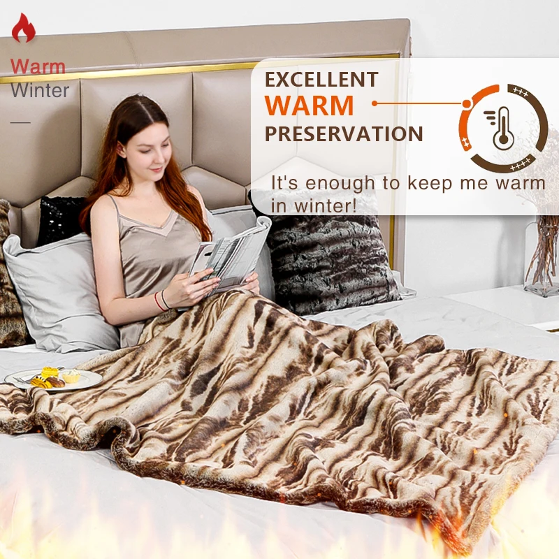 

Luxurious Warm Cozy Soft Plush Woven Throw Blanket For Sofa Bedroom In Warm Winter