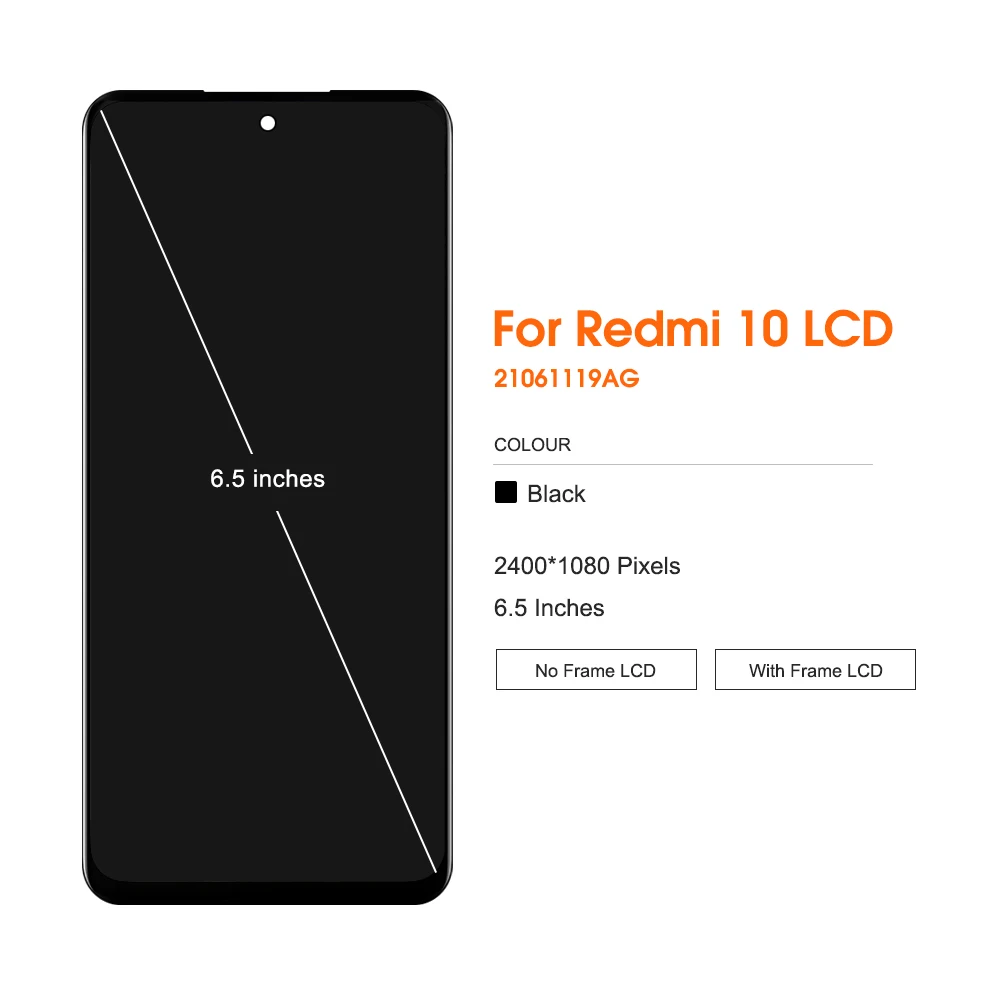 6.5\'\' Display For Xiaomi Redmi 10 LCD 21061119AG Display Touch Screen Digitizer Assembly With Frame For Redmi 10 Prime Screen