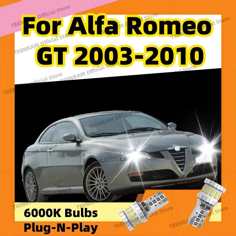 2x T10 Led Bulbs 3014 SMD 168 194 Parking Lamps License Plate Lights For Alfa Romeo GT 2003 2004 2005 2006 2007 2008 2009 2010