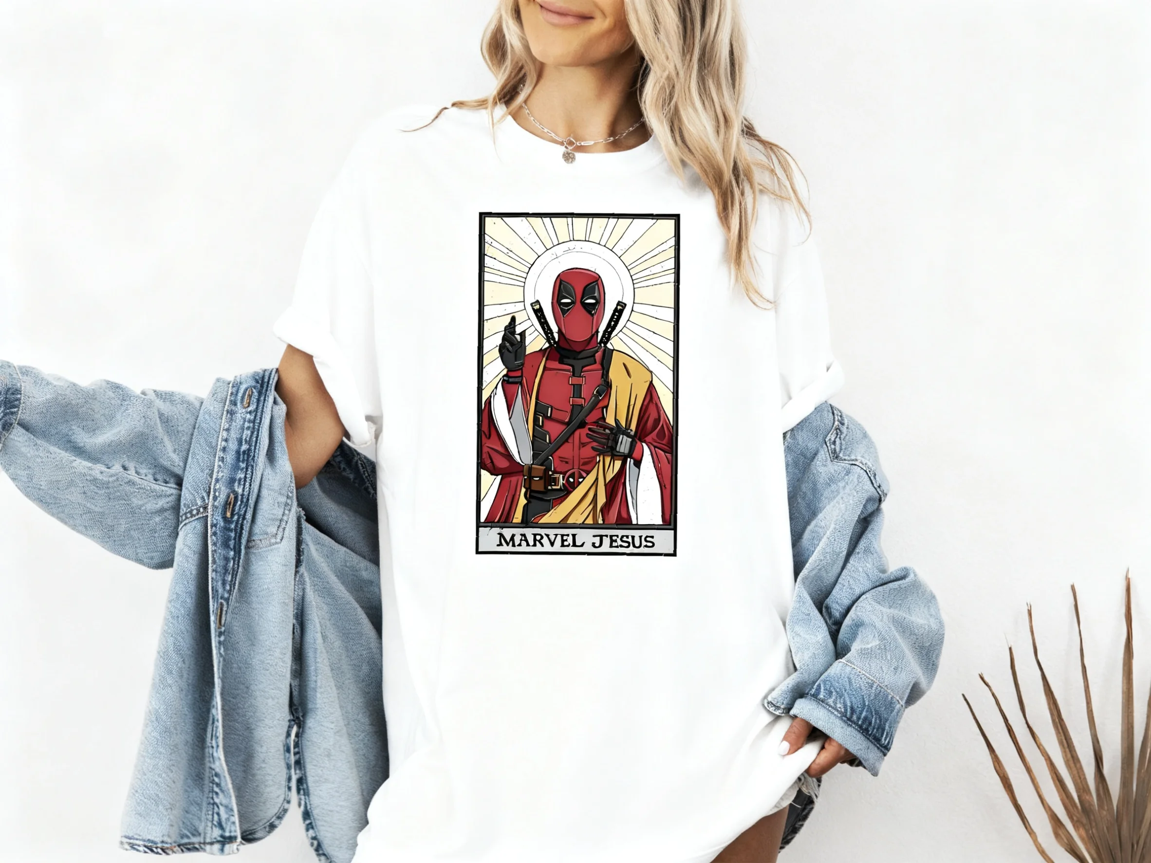 ألوان أعجوبة يسوع قميص ديدبول يسوع تي شيرت مضحك الراحة الدينية الأعلى مارفل ديدبول تي شيرت المنتقمون يسوع تي شيرت الصيف الخريف #5