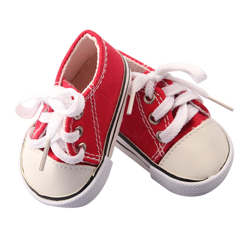 7 Cm Canvas Doll Shoes For 18 Inch American Doll 11 Colors Cloth Doll Shoes Boots Sneakers For 43 Cm Baby New Born&OG Girl Doll