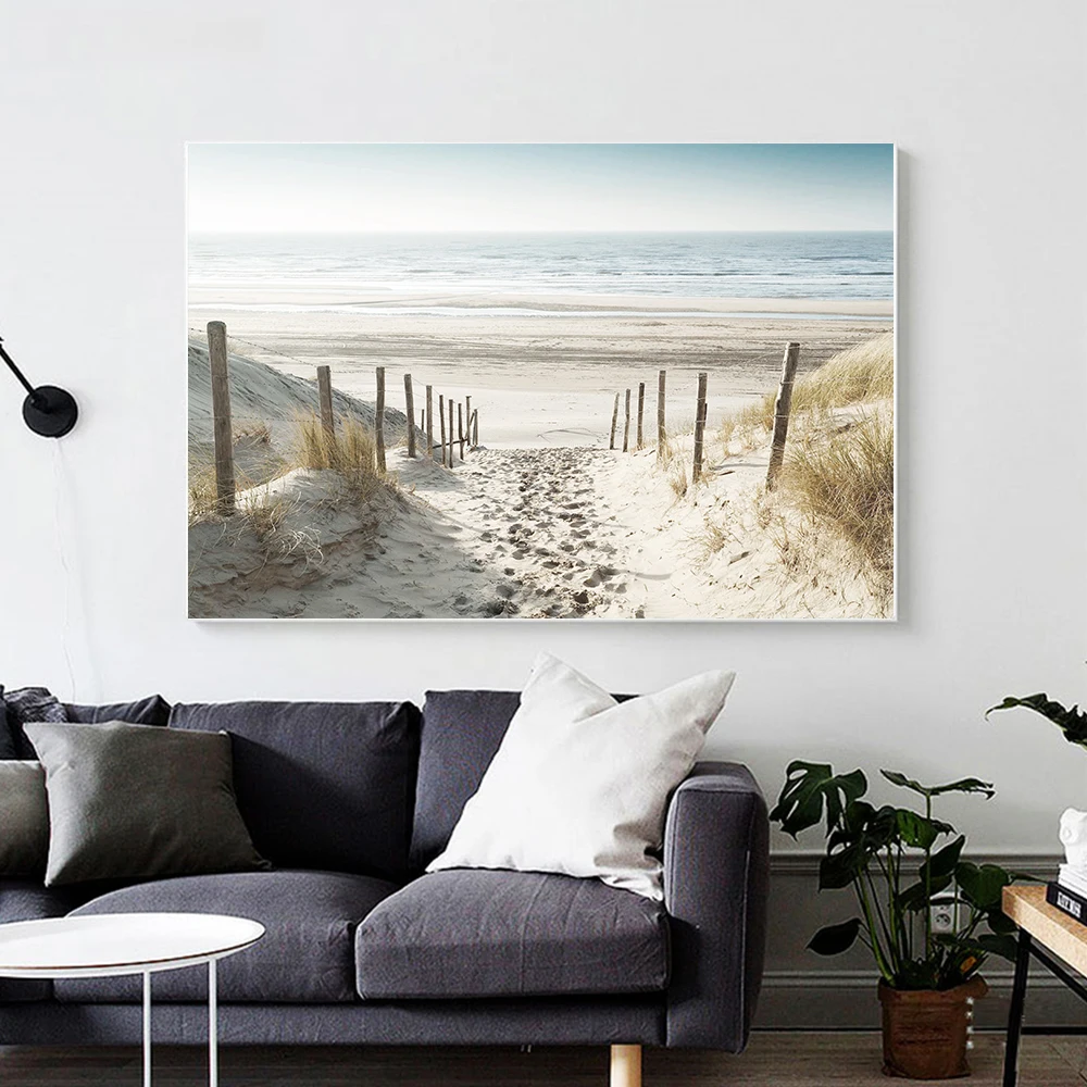 Seascape Wall Art Poster Reed Sea Beach World Quotes Canvas Painting Nordic Wall Pictures Prints For Living Room Home Decoration