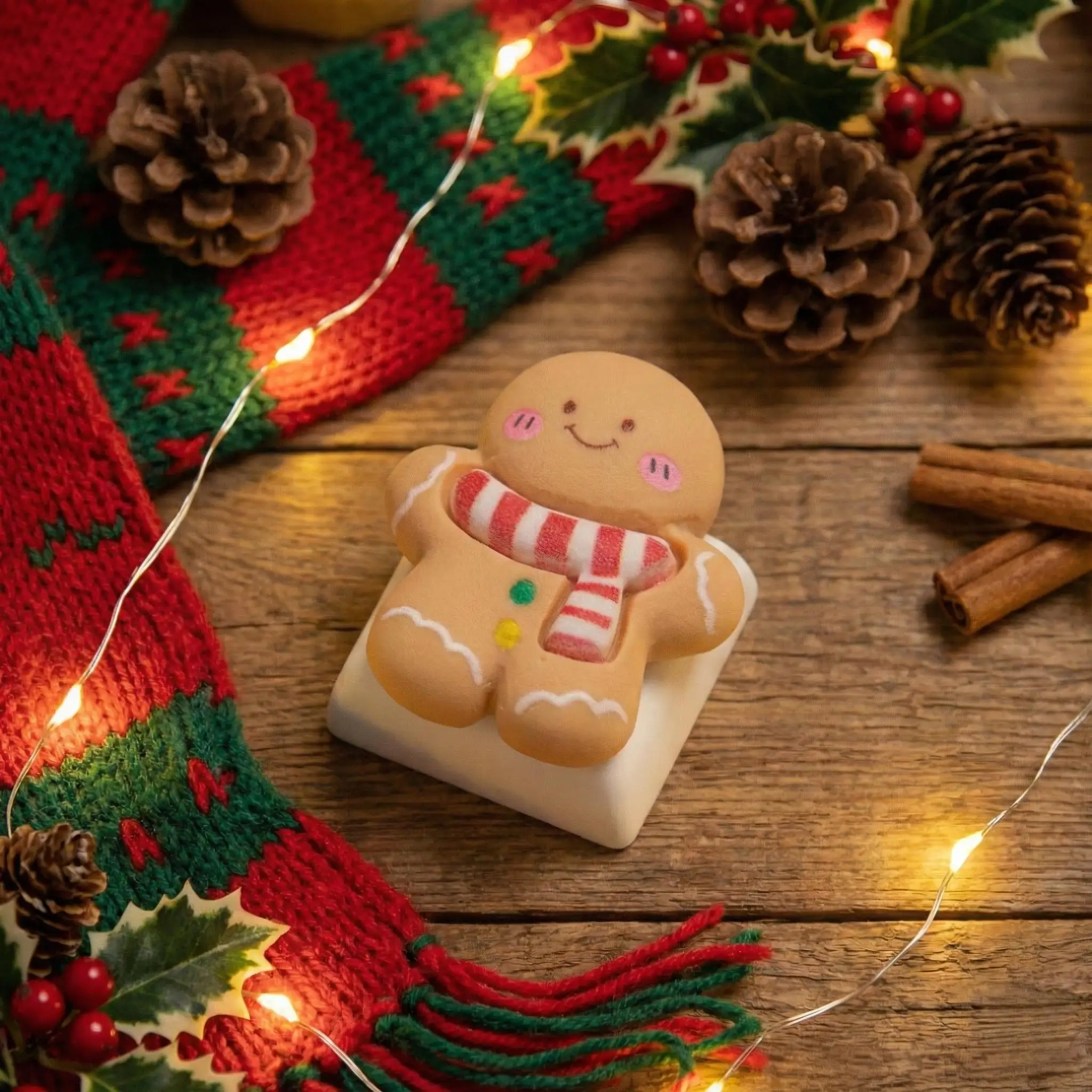 

Cute 3D Gingerbread Man Keycap for Mechanical Keyboard MX Switches, Kawaii Novelty ABS Custom Key Cap Desk Decor(Keycap Only)