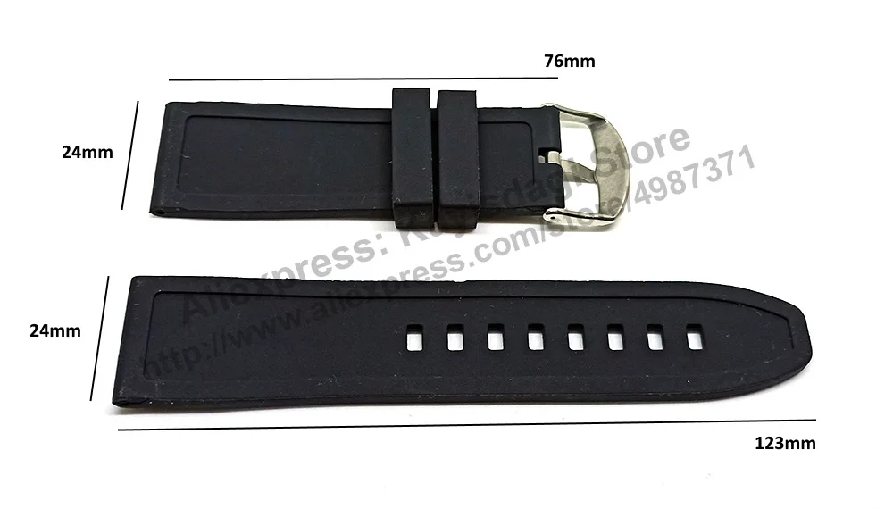 24mm Black Blue Red Rubber Watch Band / Strap Compatible Burberry Endurance BU7711 , BU7714 , BU7704 , BU7705 , BU7710 , BU7713