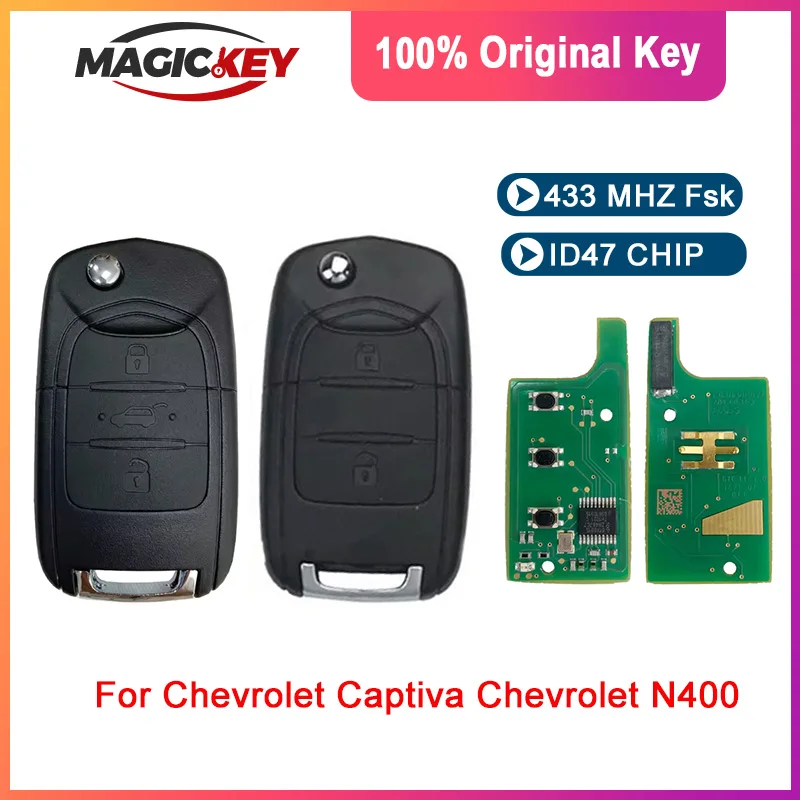 

MAGICKEY Original Flip Folding Remote Key Fob ID47 PCF7961X Chip 433MHz for Chevrolet Captiva Chevrolet N400