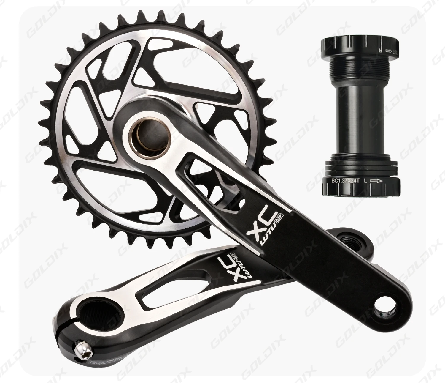 GOLDIX MTB-Kurbelgarnitur, 170/175 mm SL, 3 Bolzen, Direktmontage-Kurbel, 0 mm versetzt, 34 Zähne, 36 Zähne, 38 Zähne, 40 Zähne, Kettenblatt für XC AM – Detail 8