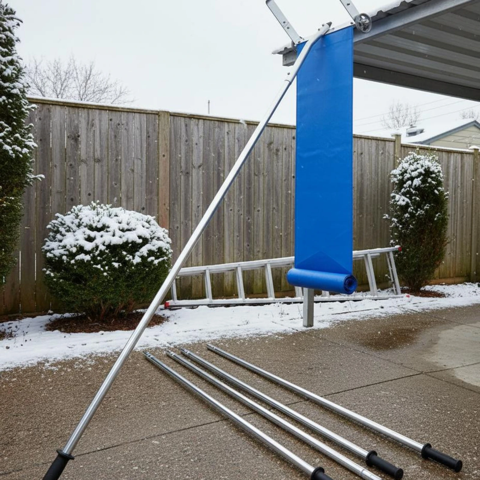 Roof Winter Precipitation Rake Lightweight Aluminum Winter Precipitation Roof Rake No Ladder Needed Safe Ground-Level Use