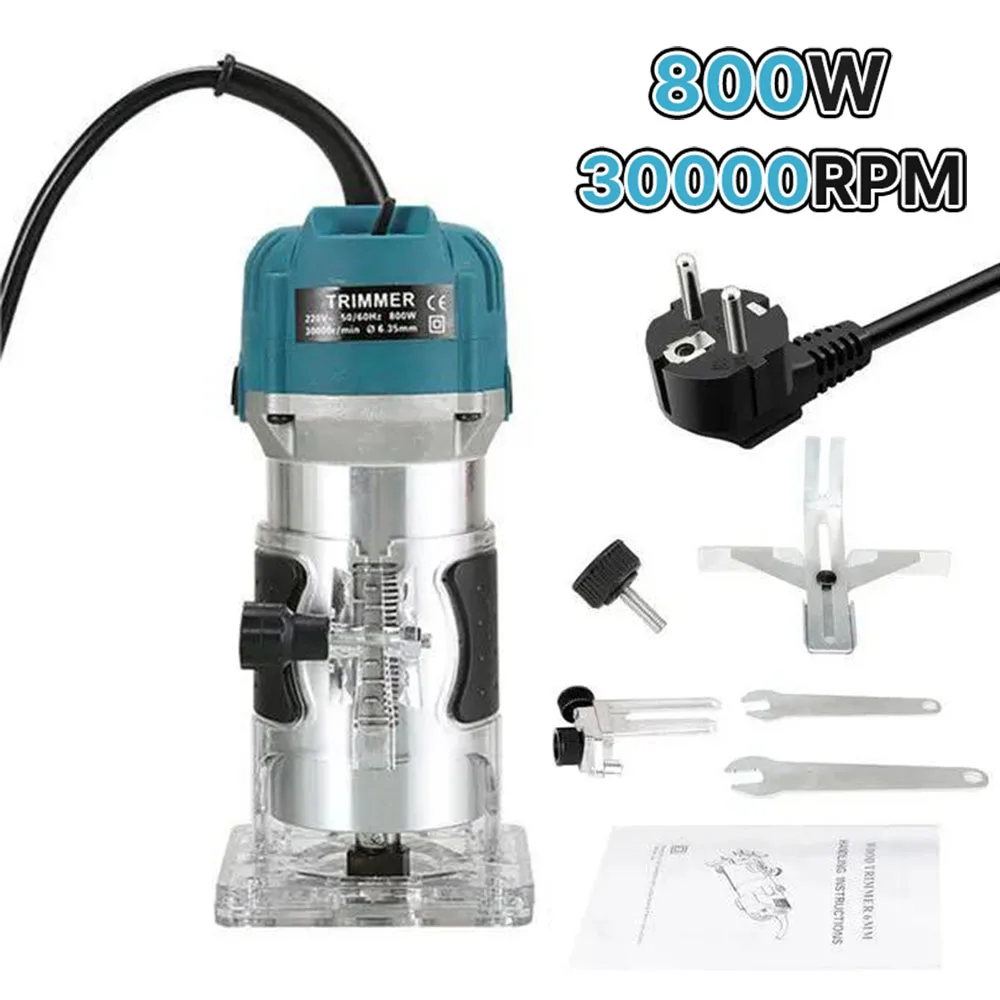 800W 30000RPM Wood Router Machine Woodworking Electric Trimmer 1/4 Inch Wood Carving Milling Cutting Tools Carpenter Power Tools