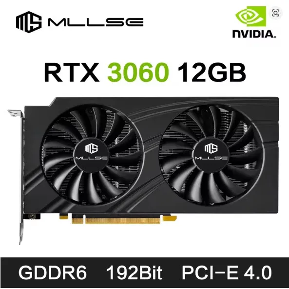 بطاقة رسومات NVIDIA RTX 3060 سعة 12 جيجابايت GDDR6 192 بت PCI Express 4.0 × 16 ذات 8 سنون (MLLSE)