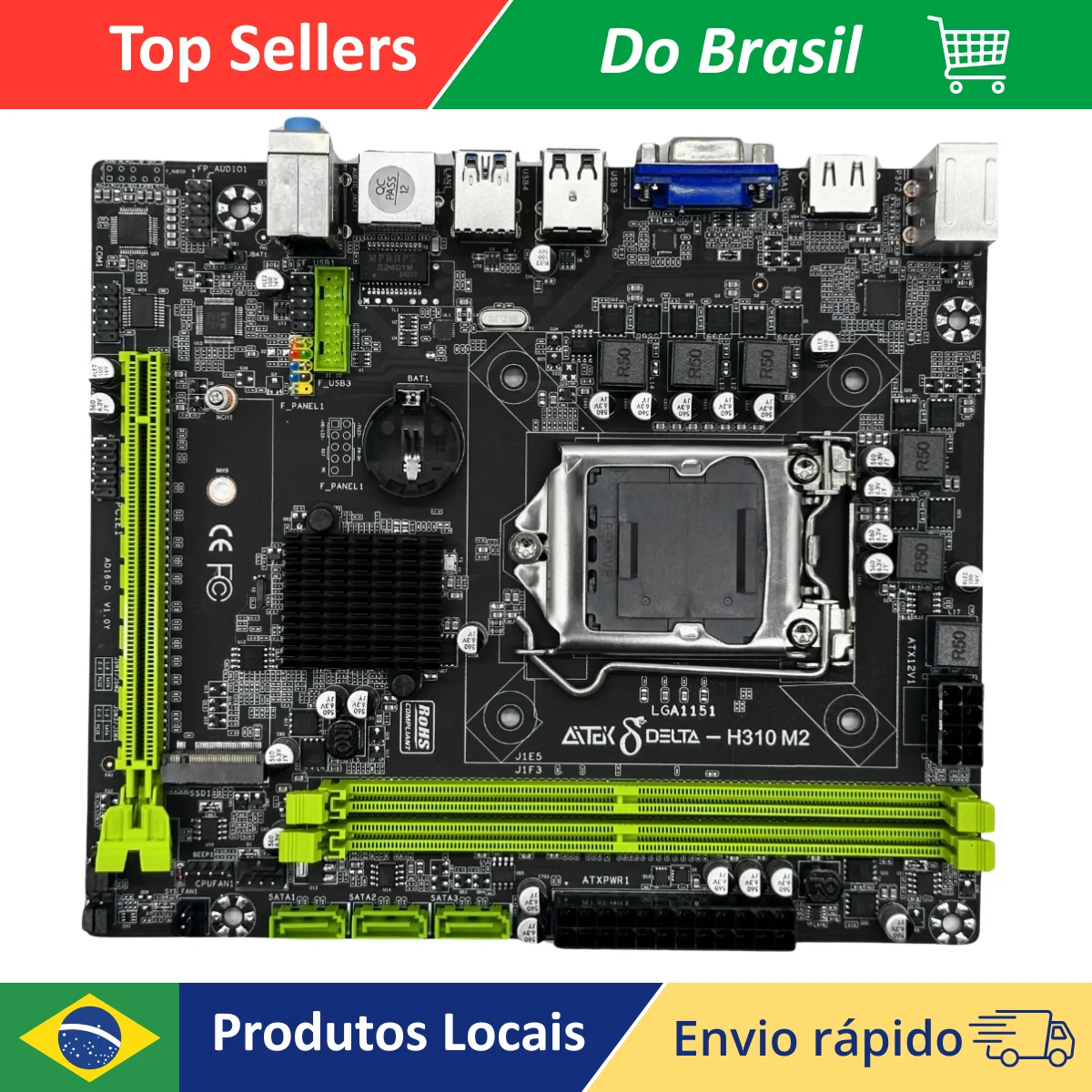 Placa Mãe H310 LGA1151 DDR4 Intel 6ª 7ª 8ª 9ª Geração USB 3.0 SATA3 Micro ATX LAN Gigabit
