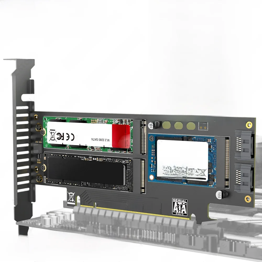 Carte adaptateur JEYI NVMe NGFF et mSATA SSD PCIe 4.0/3.0, convertisseur 3 en 1 M.2 NVME vers PCIE/M.2 SATA SSD vers SATA III/mSATA vers SATA