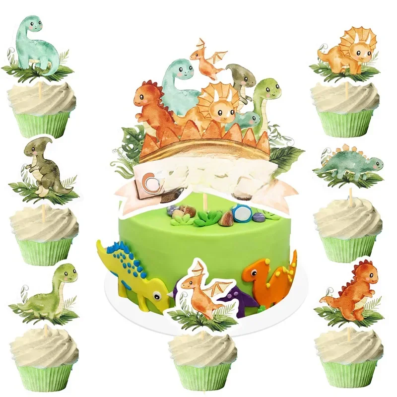 Décorations d'anniversaire de dinosaure de forêt, décoration de gâteau de cuisson, décor de fête d'anniversaire de Safari dans la Jungle, fournitures de fête pour enfants