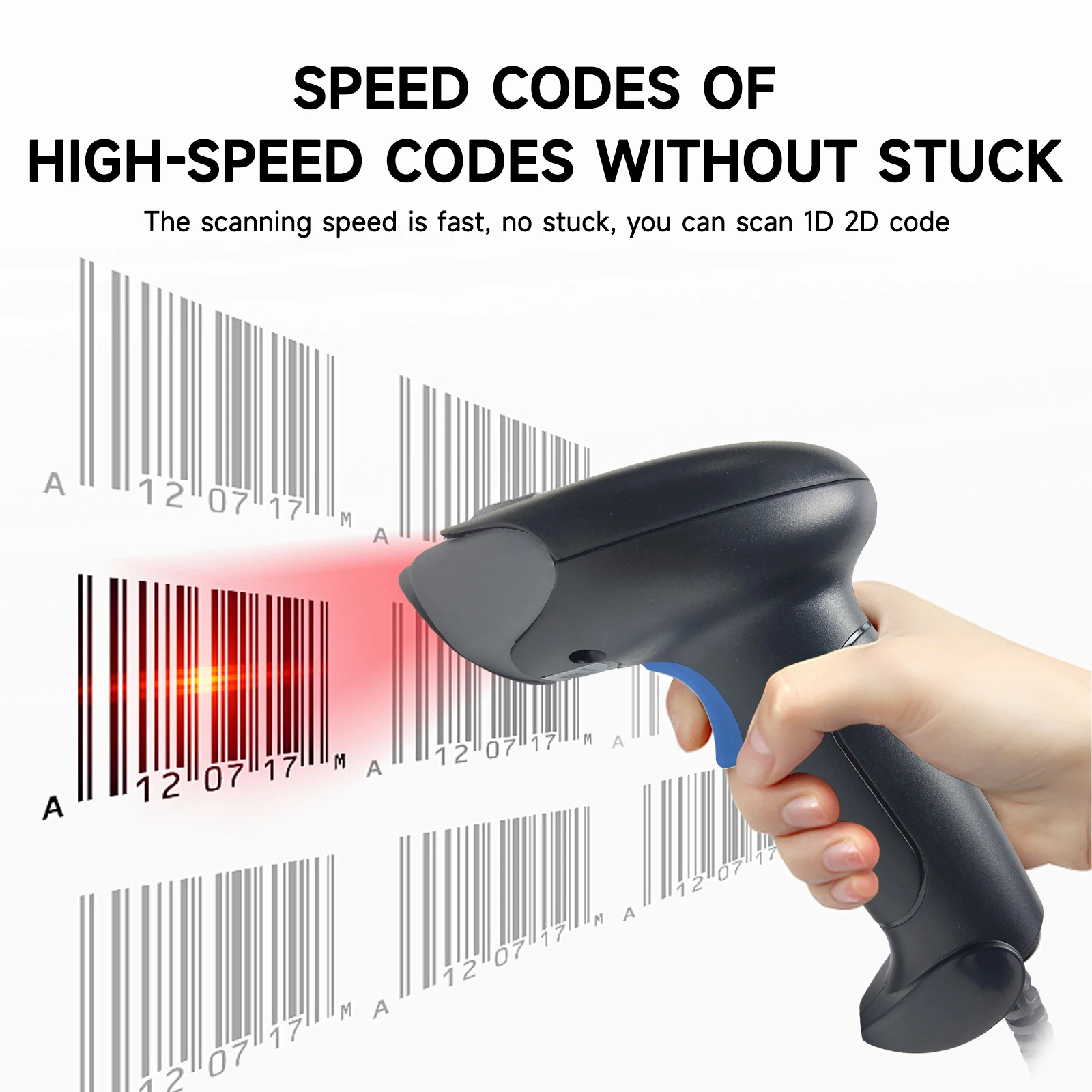 YANZEO S100 2D Barcode Scanner - Handheld USB QR/Data Matrix Scanner with Auto-Sensing for Retail, Warehouse & Supermarket