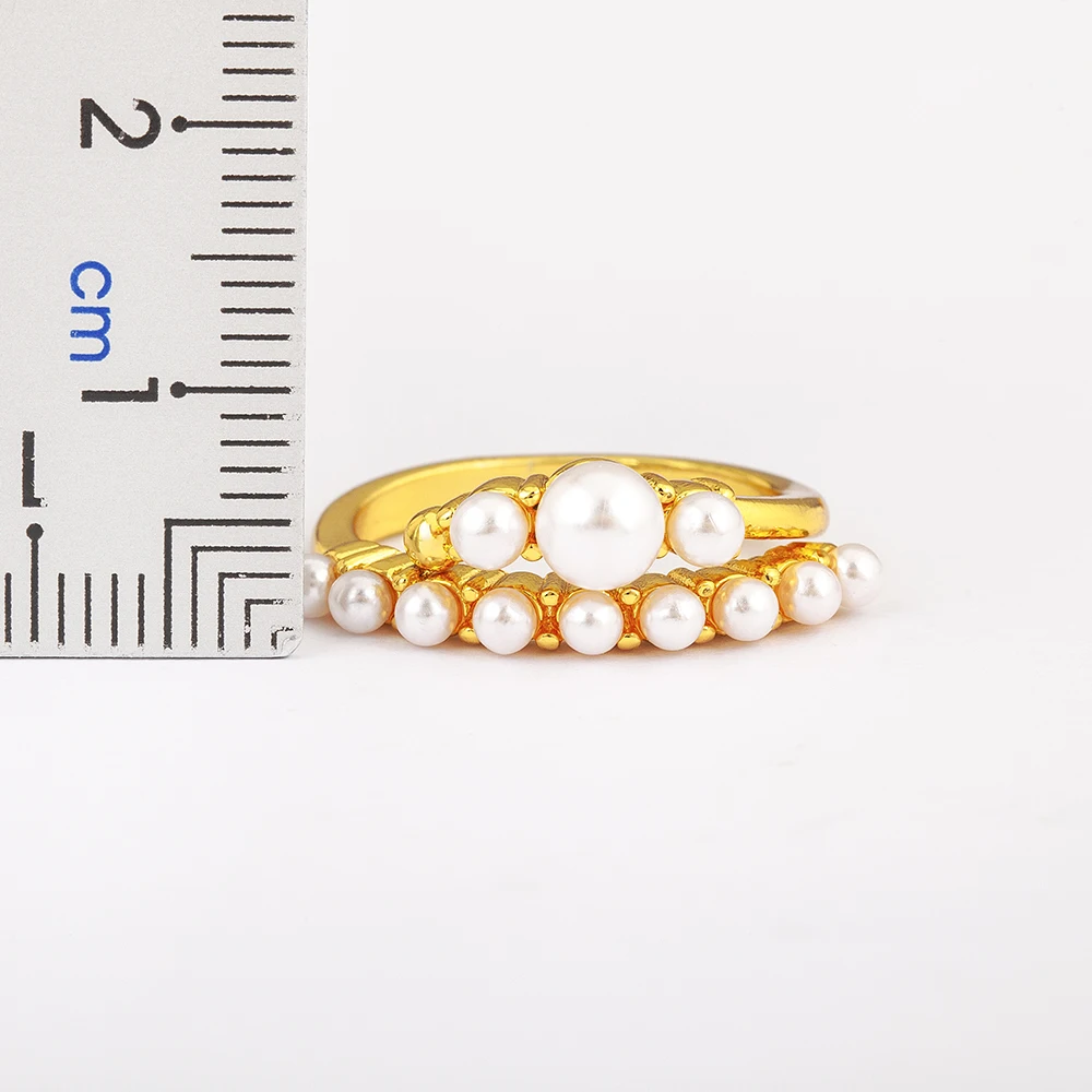 Nidin High Quality Original Design Retro Pearl Beaded Ring Open Adjustable For Women Fashion Party Finger Charm Jewelry Gift