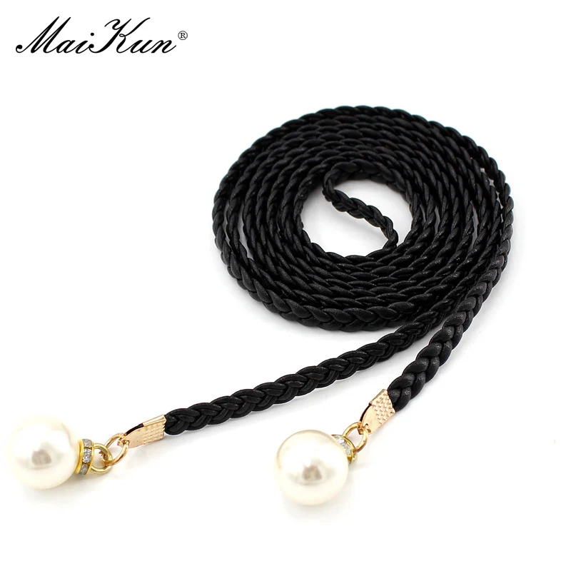 Maikun Fashion Hot Style Belt Spring & Summer Ladies  Knotted Waist Chain Dress Woven Waist Rope Women\'s Decorative Pearl Belt