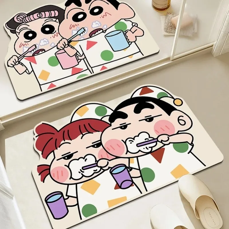 Crayon Shin-chan Bathroom Non slip Foot Mat Cartoon Irregular Water Absorbing Easy to Dry Door Mat Bathroom Diatom Mud Floor Mat