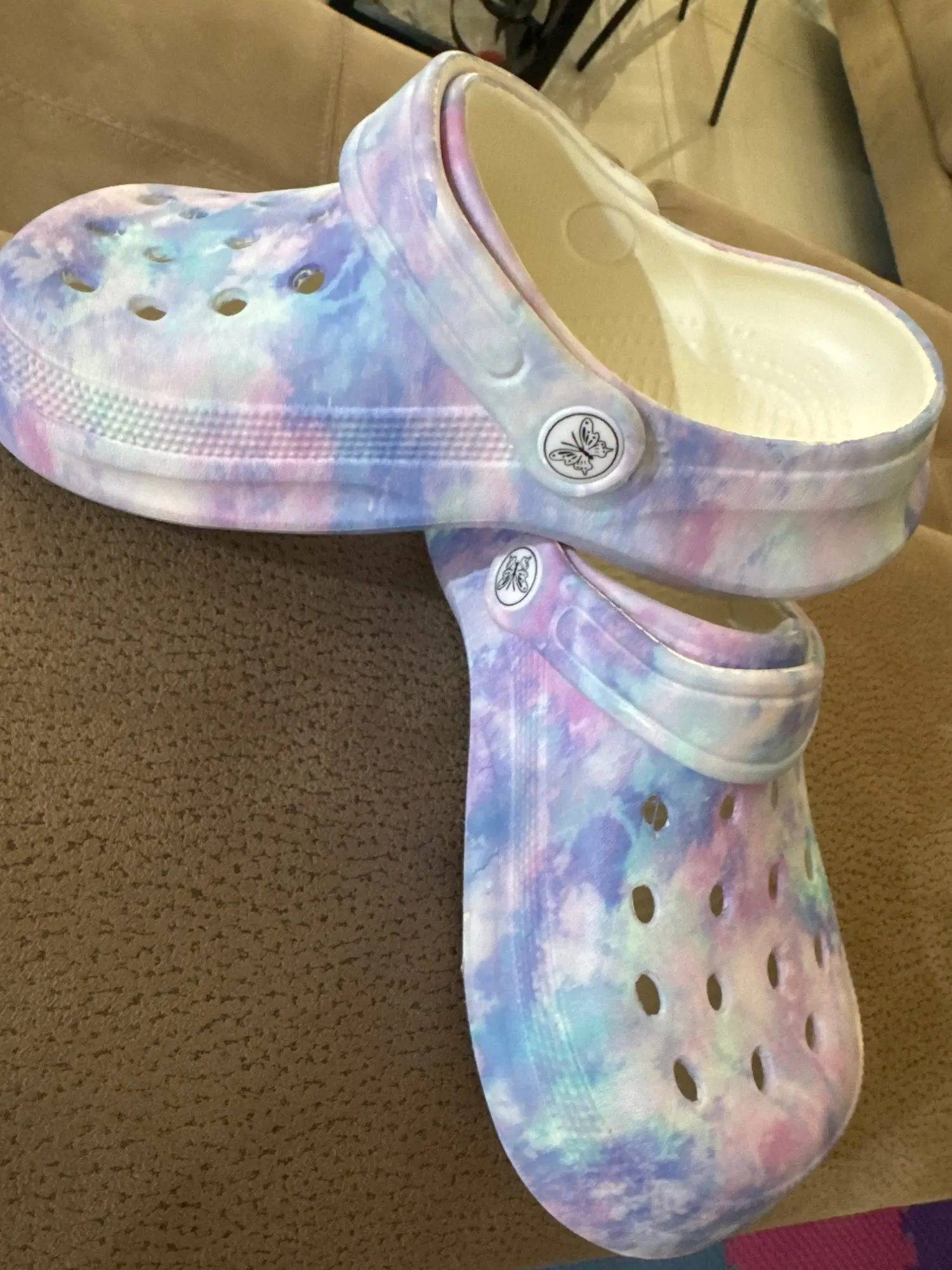 Comfortable Clogs for Children, Slip-On Beach Shoes, Kid's Tie-dye Pattern Mules, Lightweight EVA Garden Shoes, Sandals 168 photo review