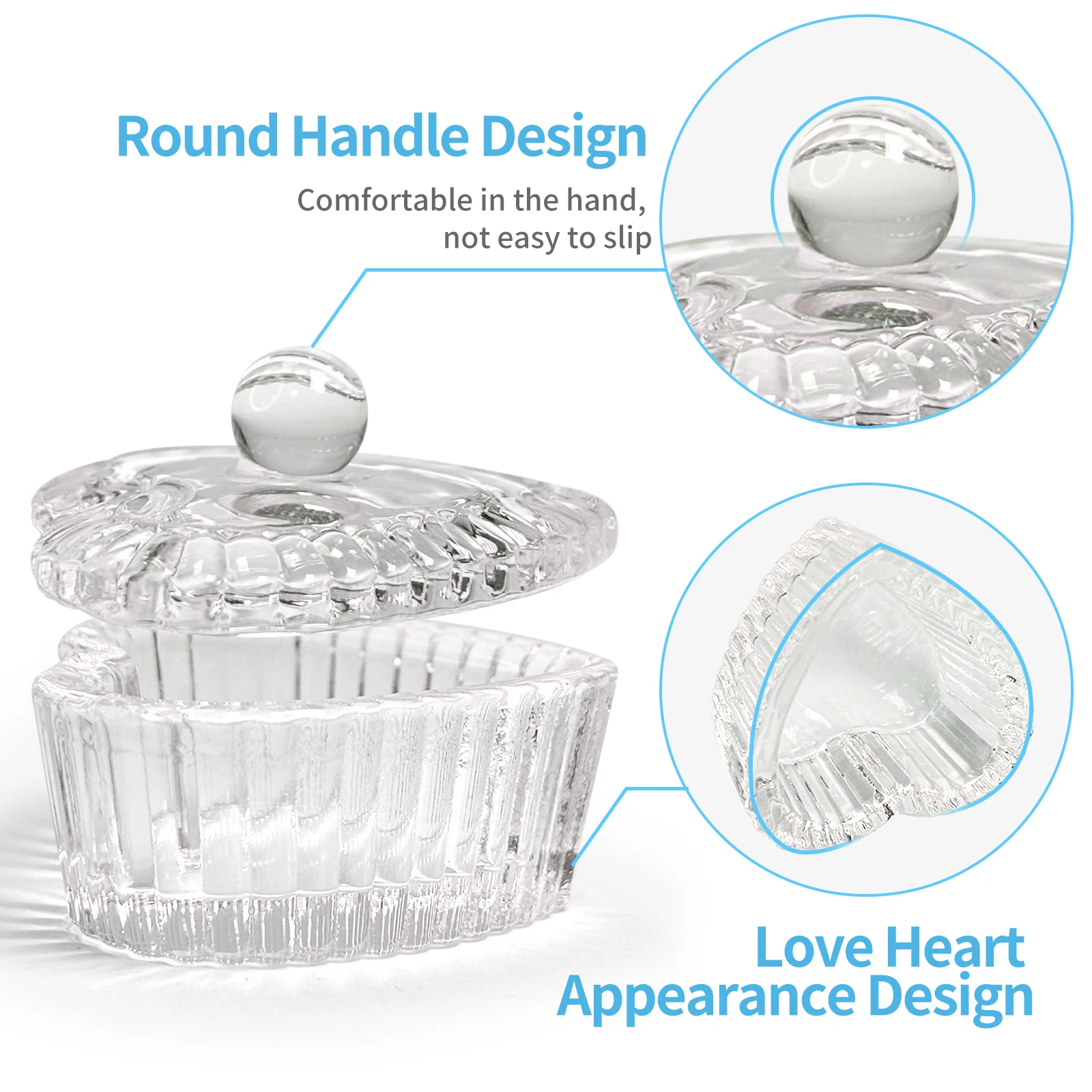 1pcs Crystal Glass Nail Cup Acrylic Liquid Powder Glass Dappen Dish Heart Shape Clear Bowl Nail Powder Holder DIY Manicure Tools