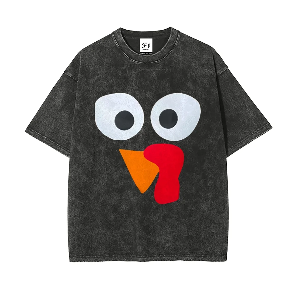 100% Cotton Funky Turkey Graphic Vintage T Shirt Unisex Oversized Casual Short Sleeve Tee Shirt Retro Style Trendy Daily Outfit