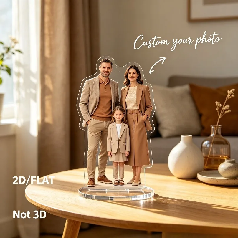 2D personalized desktop stand, made of durable acrylic. You can customize it for your besties, family, or couple partners.