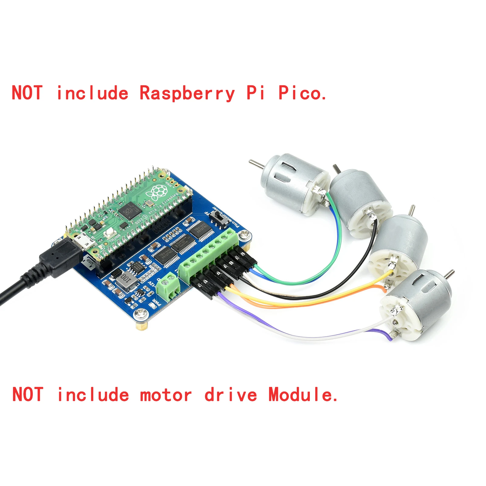 4-Channel DC Motor Driver HAT for RPI Raspberry Pi Pico 2 W Breakout Shield Expansion Board   Extension RP2040 RP2350