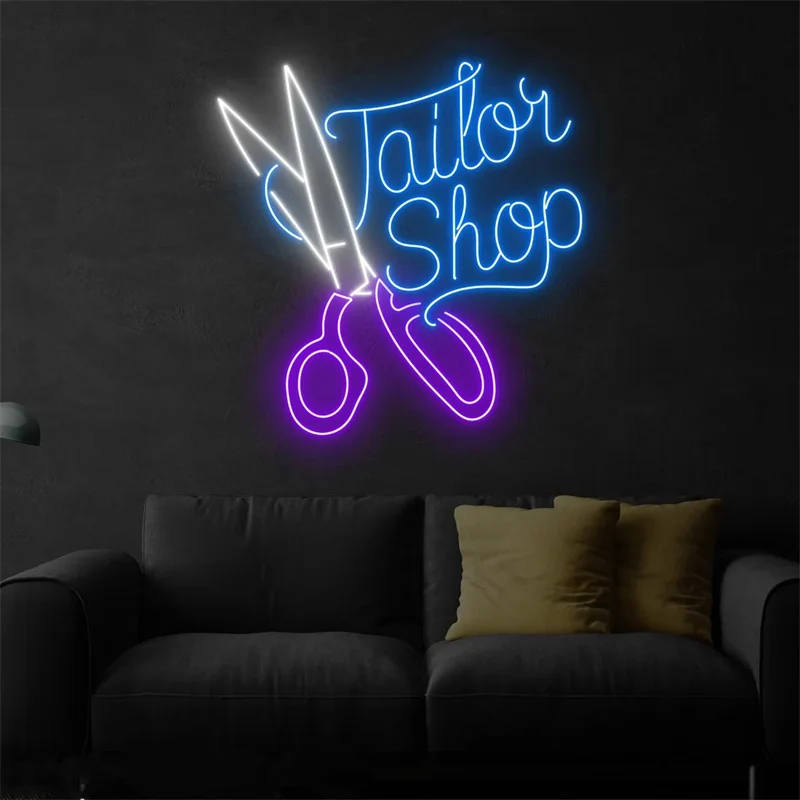 Tanda Led Neon toko penjahit, tanda Neon kustom, dekorasi belanja mode, dekorasi dinding butik pakaian, seni dinding toko pakaian