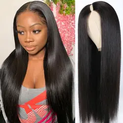 250 Density Straight V Part Wig 100% Human Hair For Women 30 34 Inch Cheap Brazilian No Glue Straight Wigs On Clearance Sale